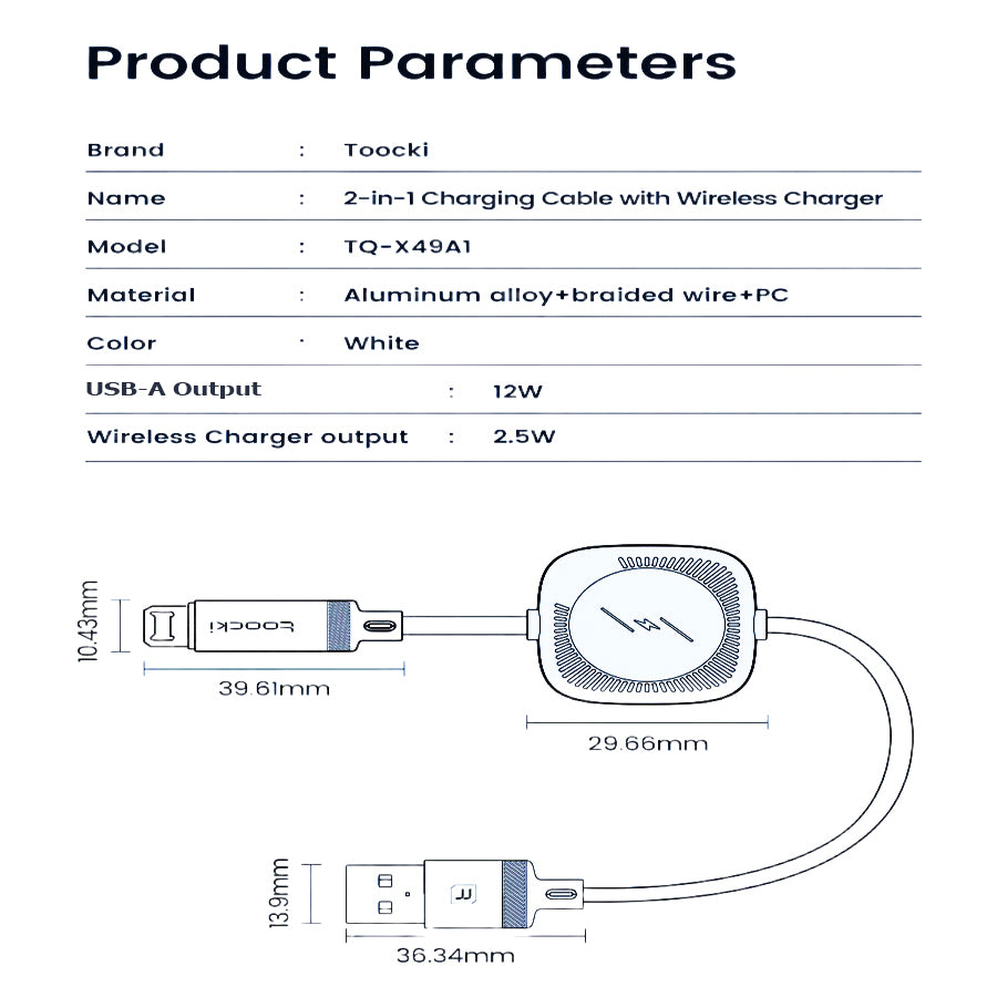 2-in-1 Oplaadkabel (USB-A) met Apple Watch oplader en Lightning connector