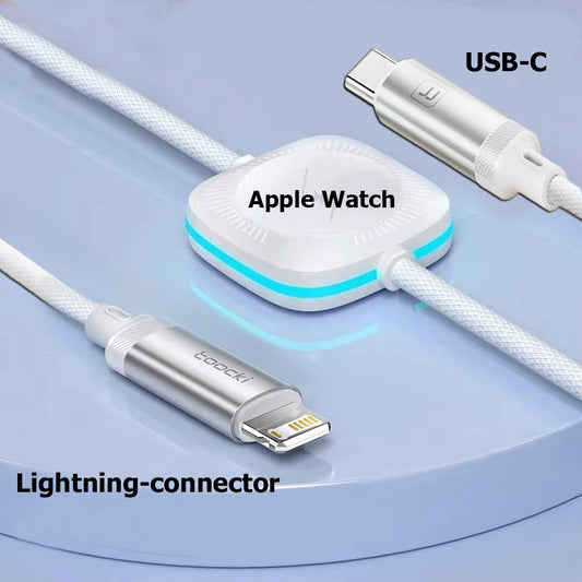 2-in-1 Oplaadkabel (USB-C) met Apple Watch oplader en Lightning connector