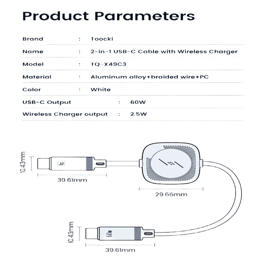 2-in-1 Oplaadkabel (USB-C) met Apple Watch oplader