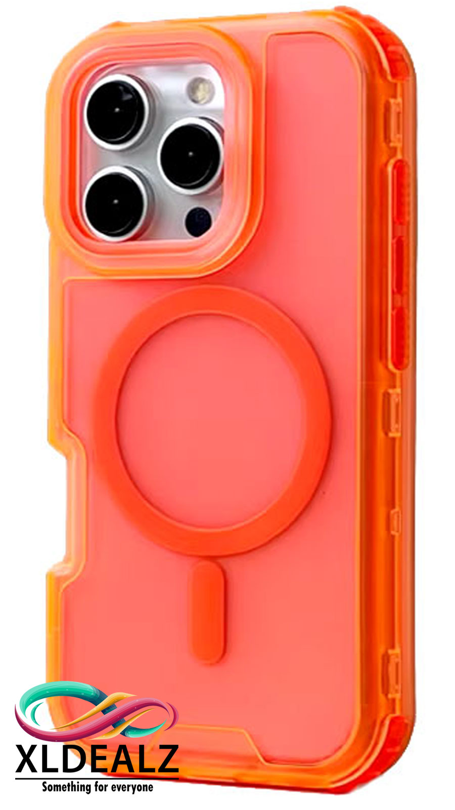 3 IN 1 doorzichtige Mag Safe hoes voor iPhone 16, 15, 14, 13, Pro,Max oranje