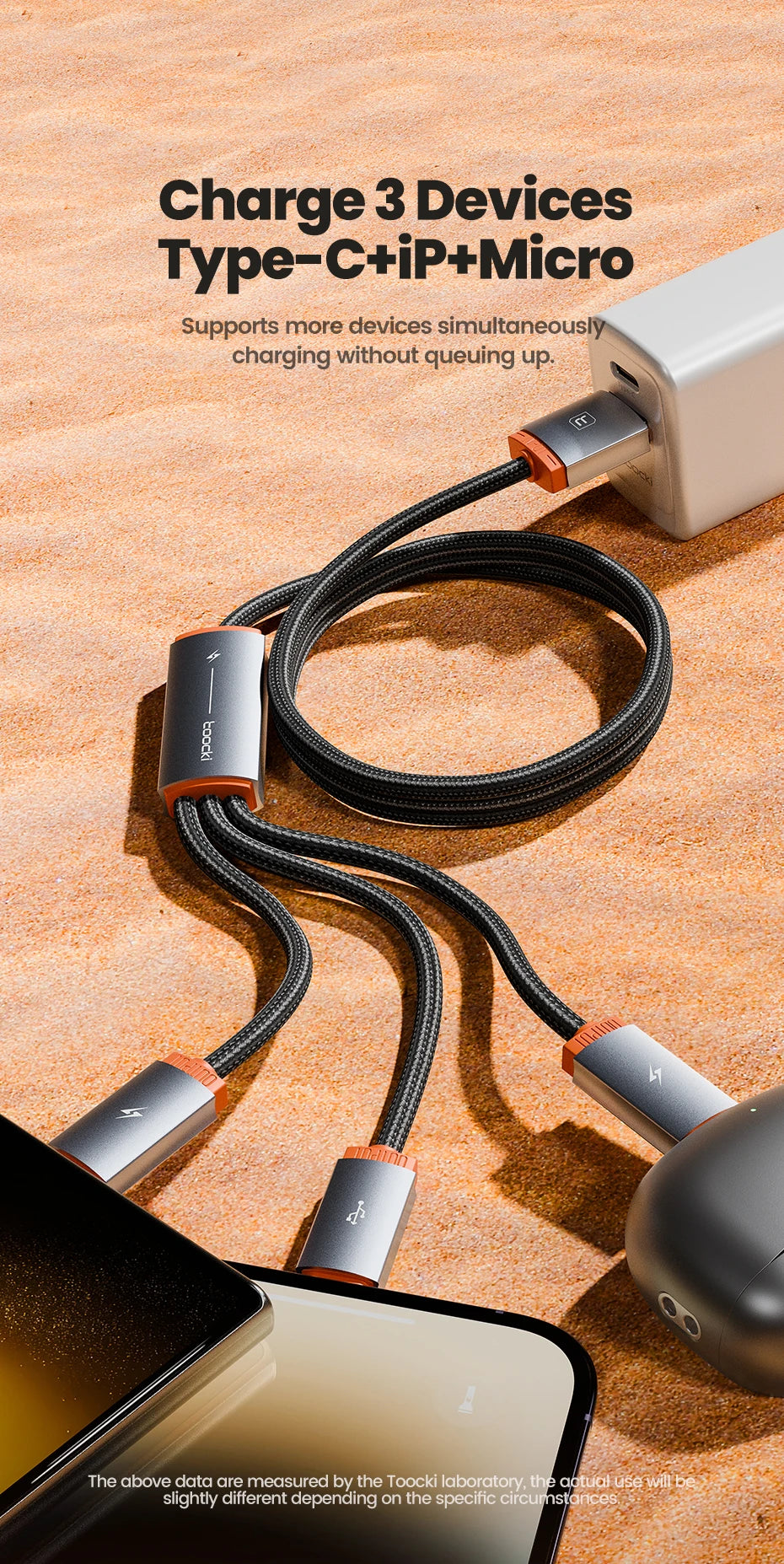 3-in-1 USB Kabel – Multiport Oplader voor iPhone en Android