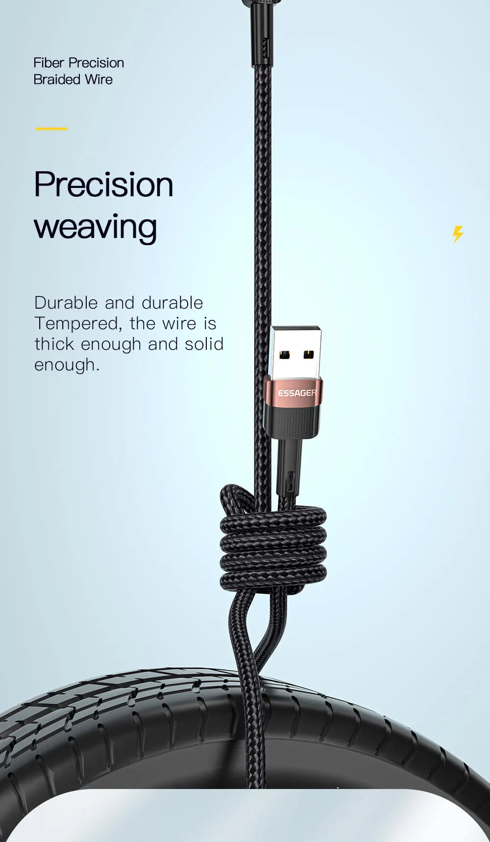 7A USB Type-C Kabel, Brown 7A 100W A To C bruin sterk
