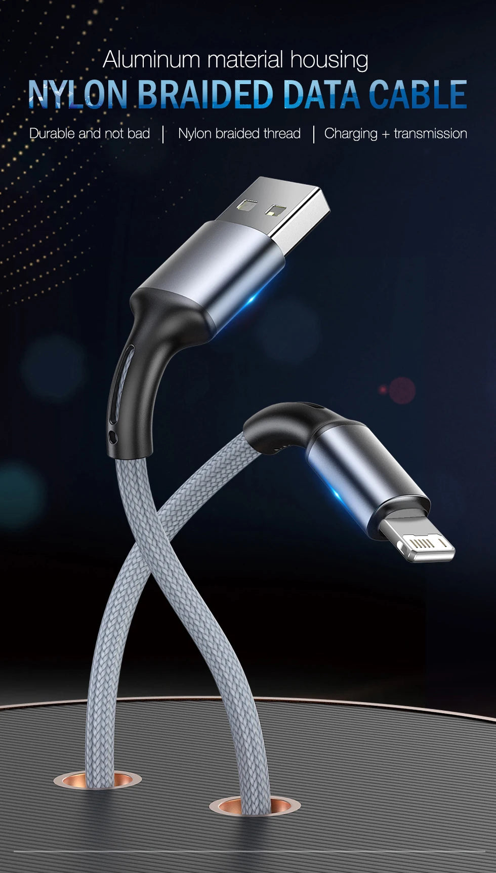 Snelle oplaad USB-kabel voor iPhone 11, 12, 13, 14 Pro, X Max, 6s, 7, 8 Plus en Apple iPad