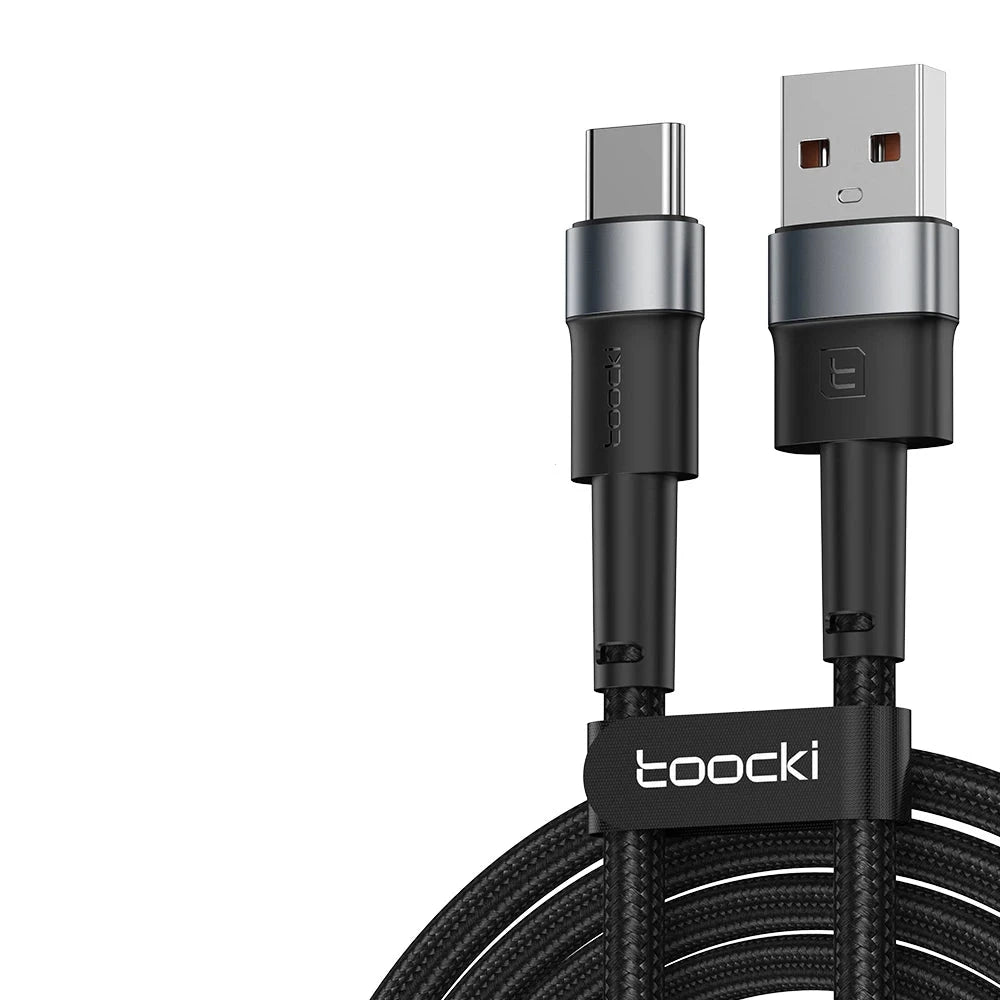 3A USB Type C-kabel voor snel opladen, Type C Zwart
