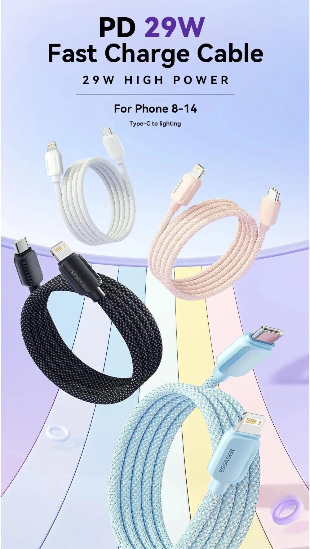 USB Type-C naar Lightning Kabel - 20W snellader iPhone en iPad