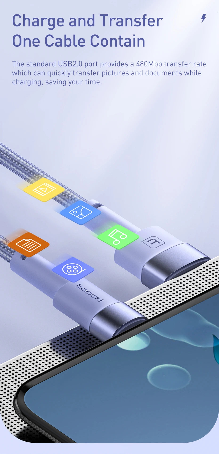 3A USB Type C-kabel voor snel opladen, Type C voor vele toepassingen