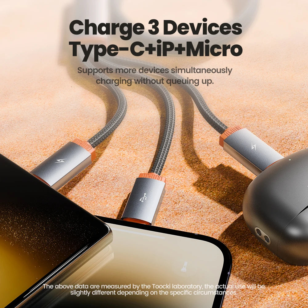 3-in-1 USB Kabel – Multiport Oplader voor iPhone en Android