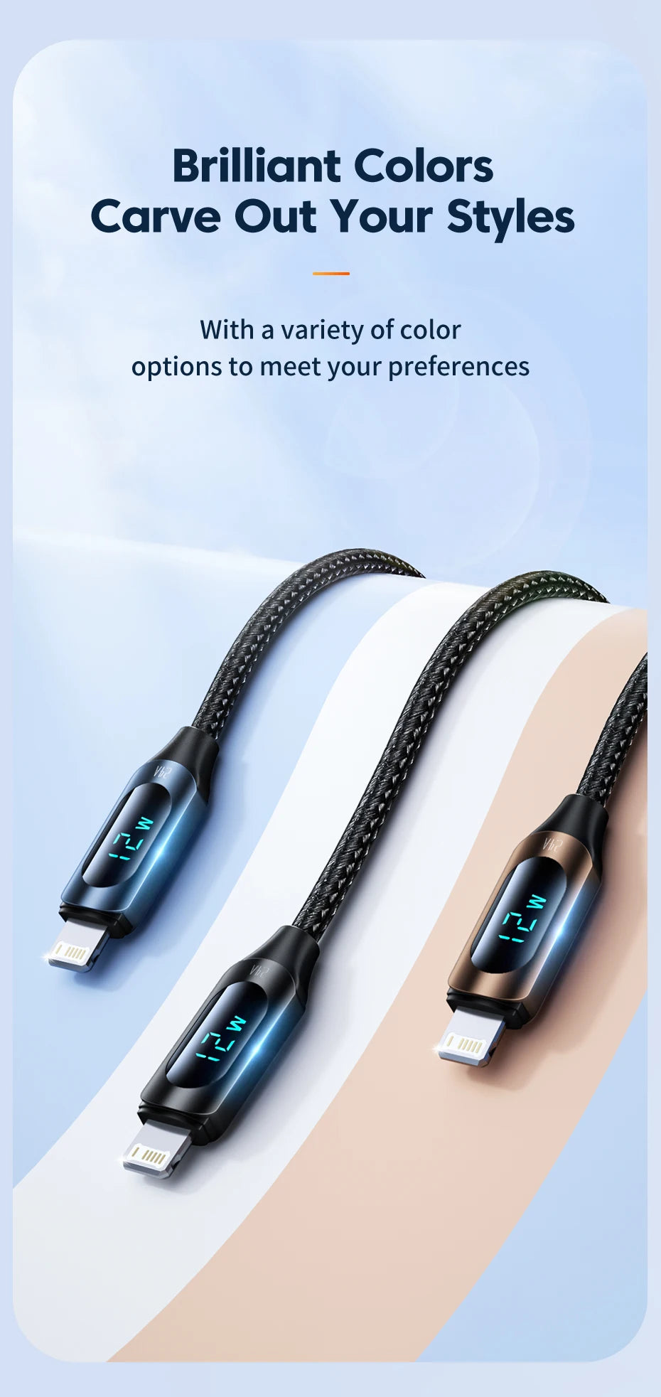 USB-2,4A displaykabel voor iPhone 14, 13, 12 Pro Max, XS, X, 8 Plus 3 kleuren
