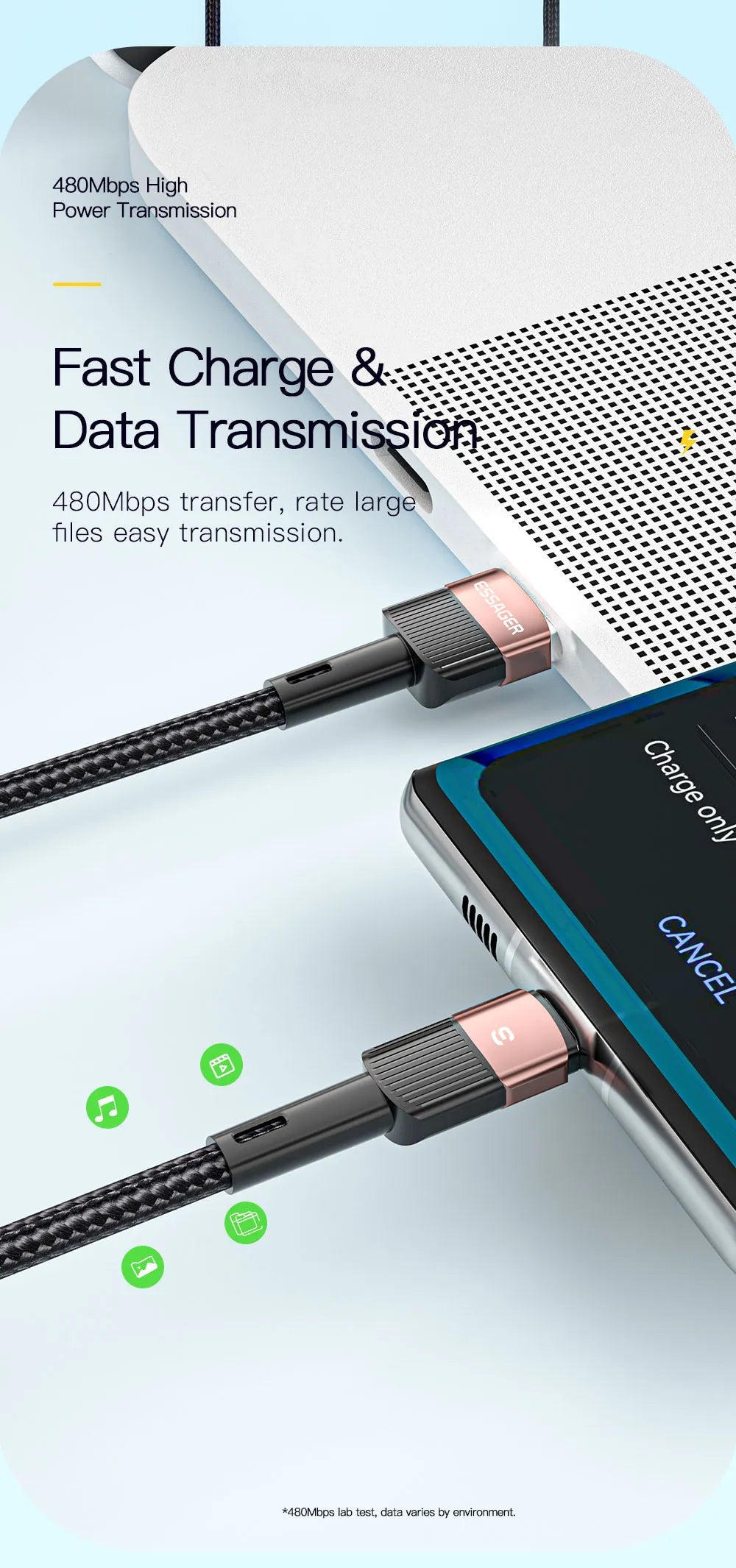 7A USB Type-C Kabel, Brown 7A 100W A To C bruin snelle data kabel