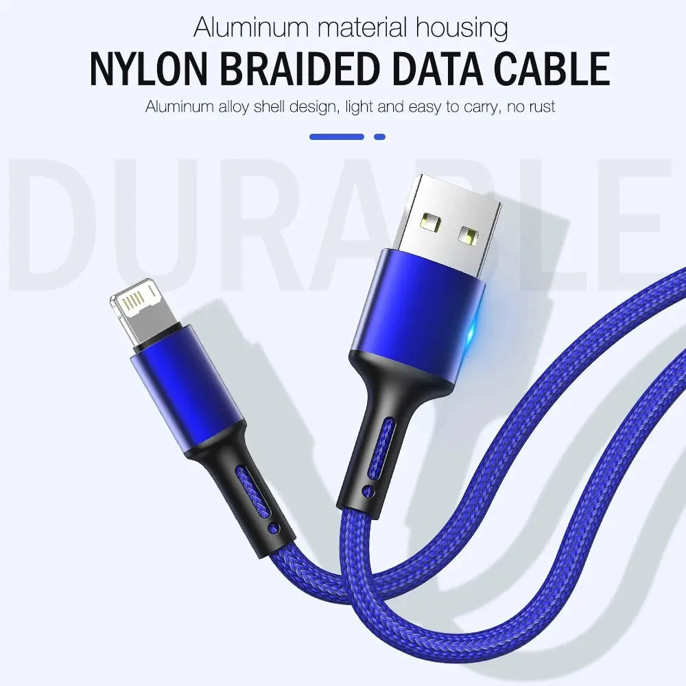 Snelle oplaad USB-kabel voor iPhone 11, 12, 13, 14 Pro, X Max, 6s, 7, 8 Plus en Apple iPad