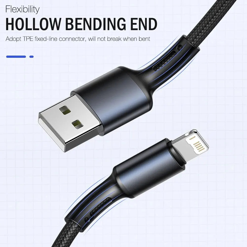 Snelle oplaad USB-kabel voor iPhone 11, 12, 13, 14 Pro, X Max, 6s, 7, 8 Plus en Apple iPad