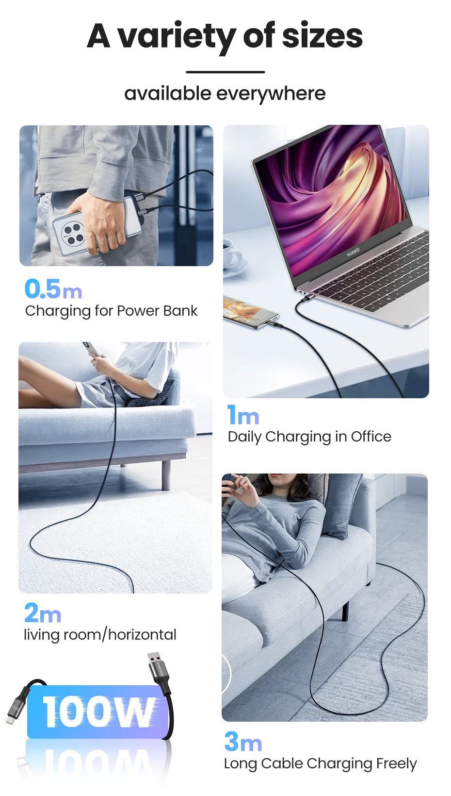 USB Type-C Kabel 100W Fast Charging