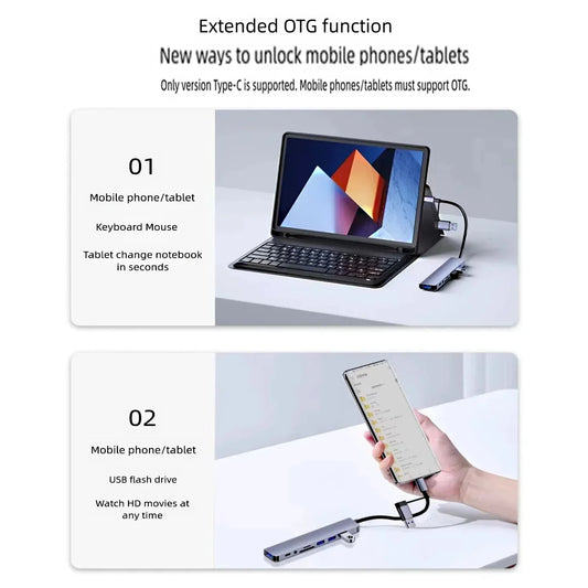 8 In 2 Usb + Type C Hub USB Hub