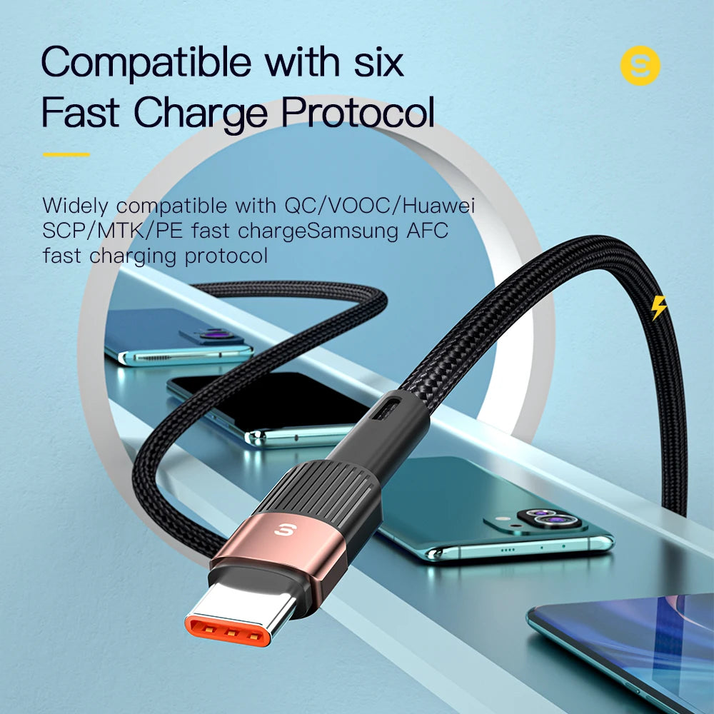 7A USB Type-C Kabel, Brown 7A 100W A To C snelle oplaaddraad