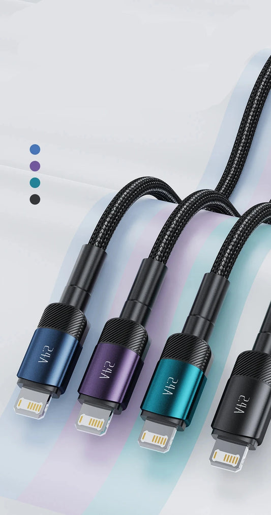 Snelle oplaadkabel voor iPhone 14, 13, 12, 11 Pro Max, Plus, 8, 7, 5, 6, Purple / 1m