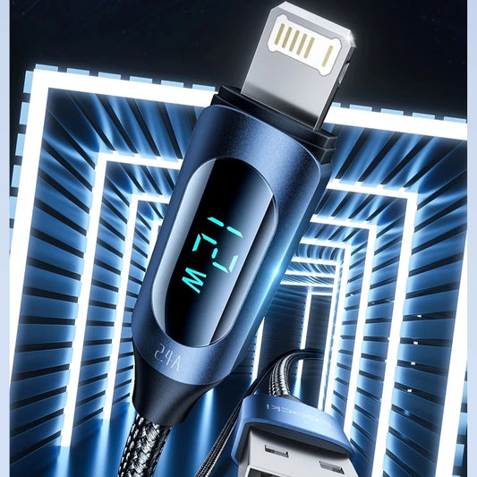 USB-2,4A displaykabel voor iPhone 14, 13, 12 Pro Max, XS, X, 8 Plus. met display
