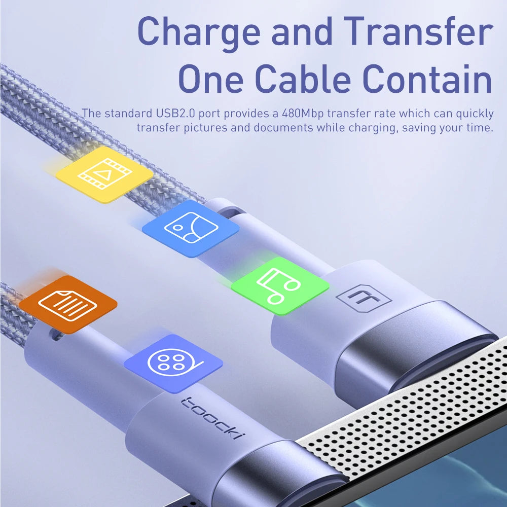 3A USB Type C-kabel voor snel opladen, Type C snelle data overdracht