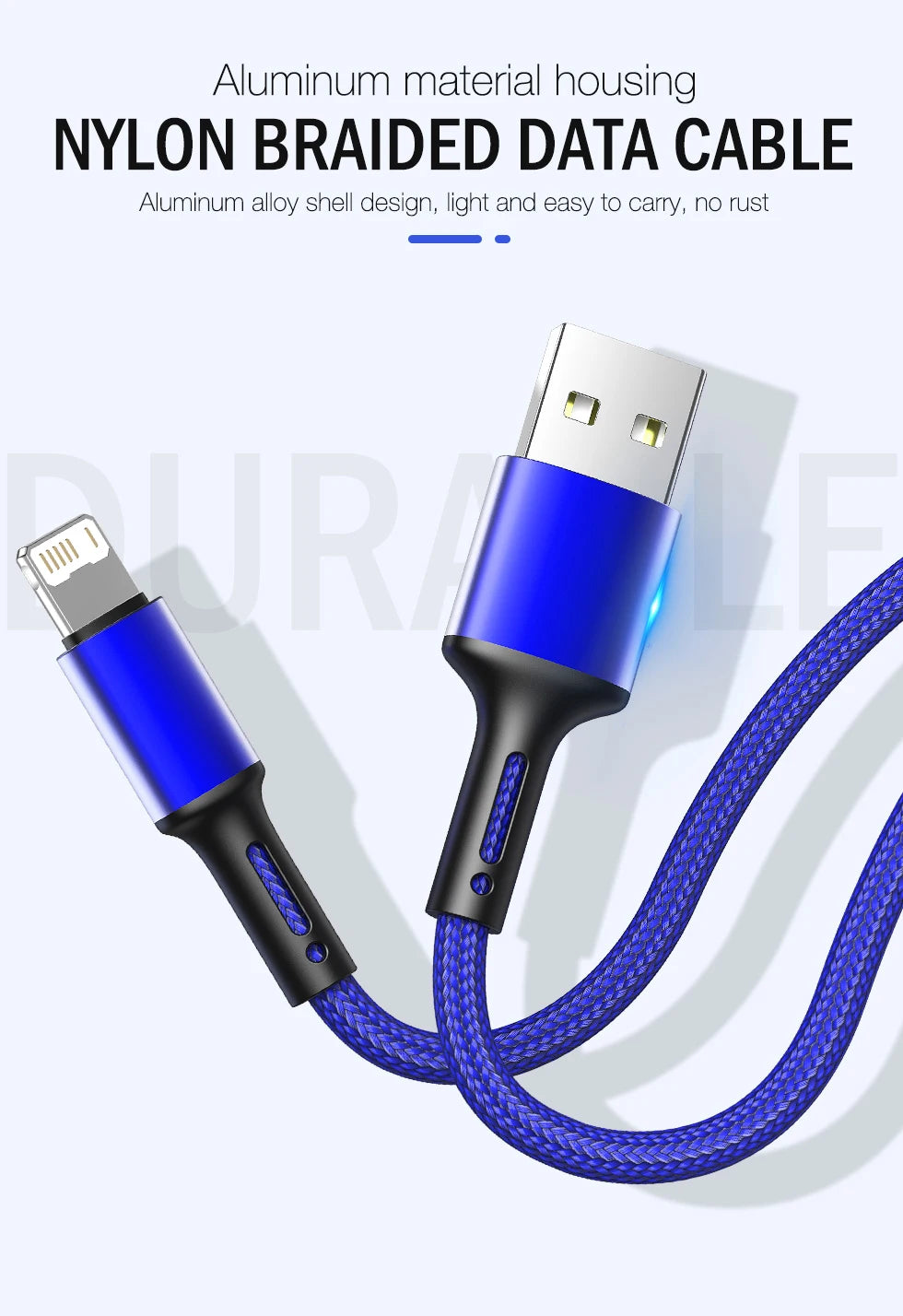 Snelle oplaad USB-kabel voor iPhone 11, 12, 13, 14 Pro, X Max, 6s, 7, 8 Plus en Apple iPad