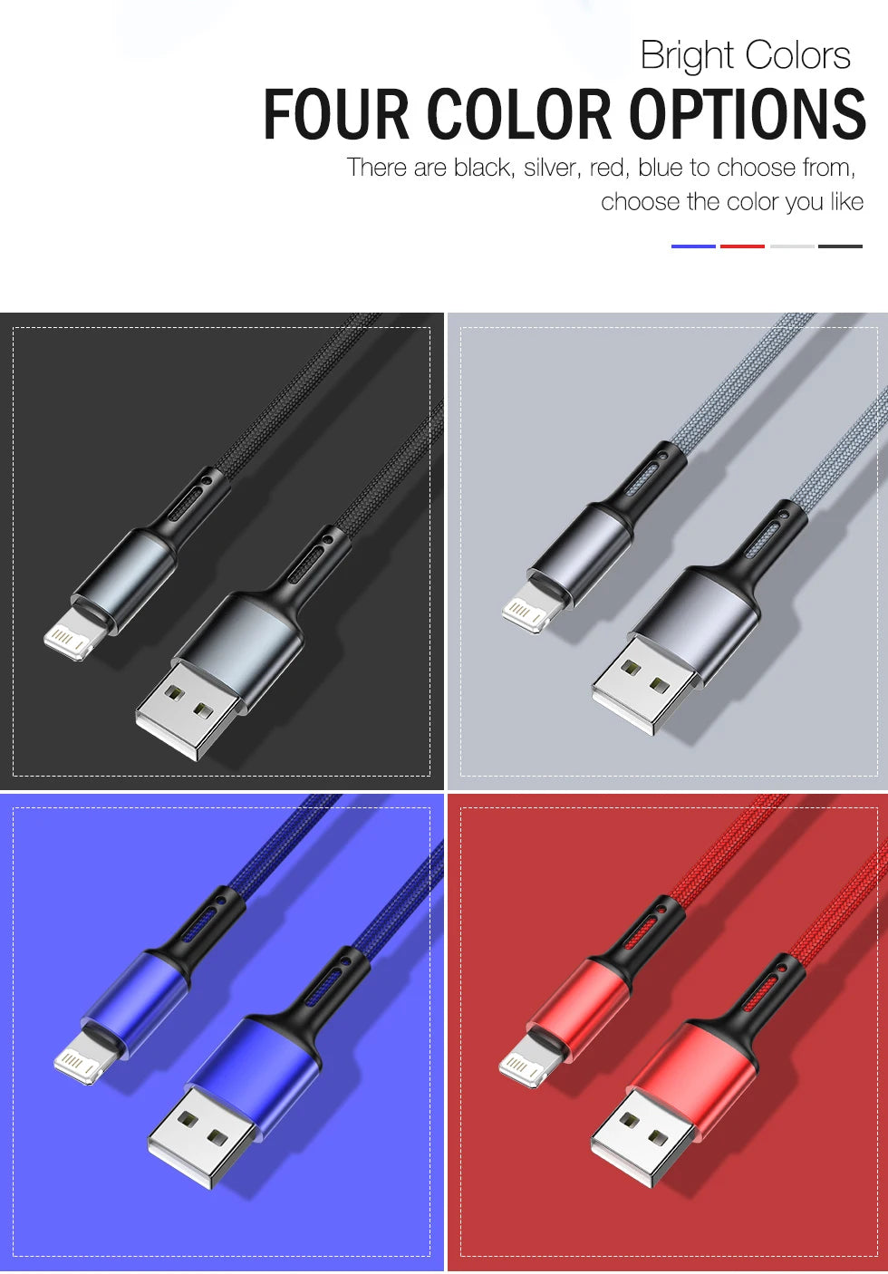 Snelle oplaad USB-kabel voor iPhone 11, 12, 13, 14 Pro, X Max, 6s, 7, 8 Plus en Apple iPad