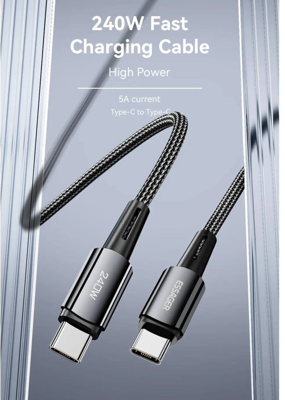 240W Super Fast Charging Kabel Type C naar Type C
