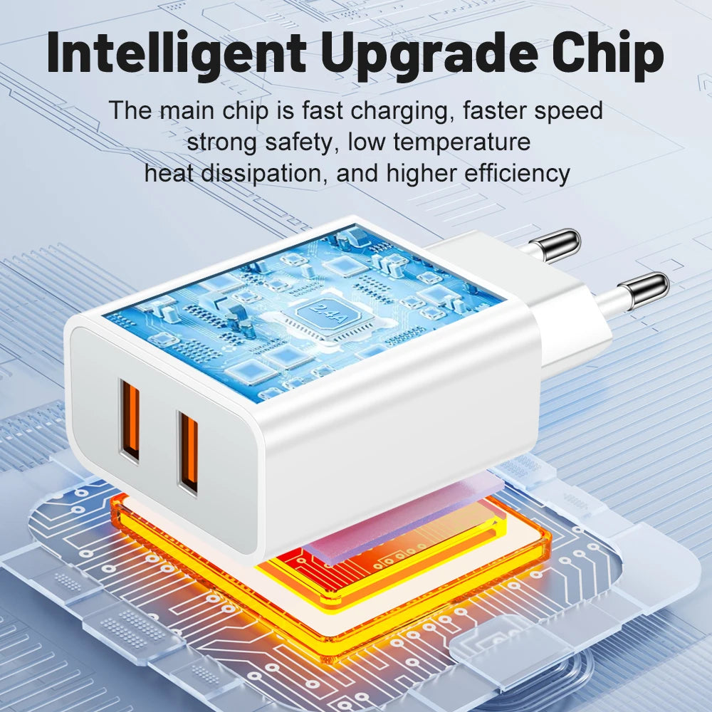 USB Snellader 2Poorten-Fastcharger -2xUSB