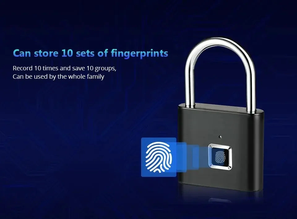Vingerafdruk Hangslot 10 vingerafdrukken