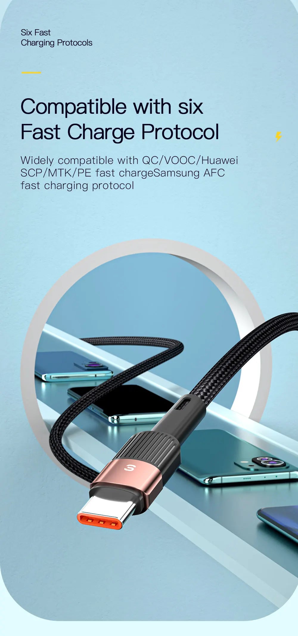 7A USB Type-C Kabel, Brown 7A 100W A To C bruin vele toepassingen