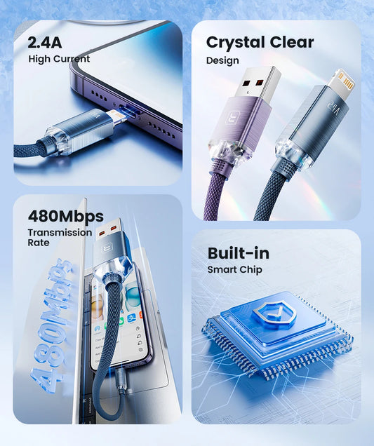 USB-2,4 A kabel voor iPhone 14, 13, 12 Pro.