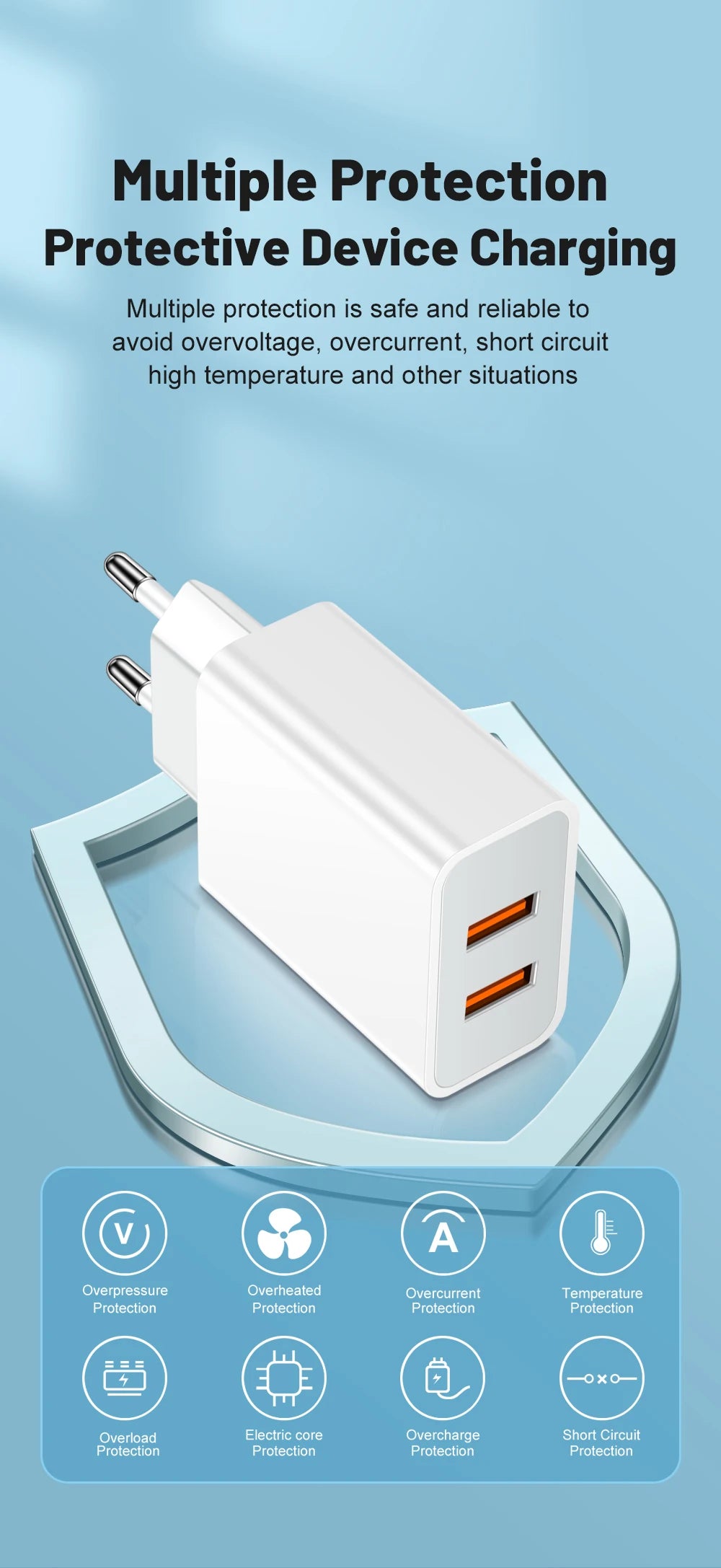 USB Snellader 2Poorten-Fastcharger -2xUSB