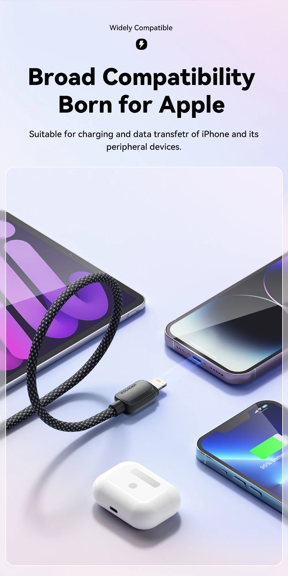 USB Type-C naar Lightning Kabel - 20W snellader iPhone en iPad