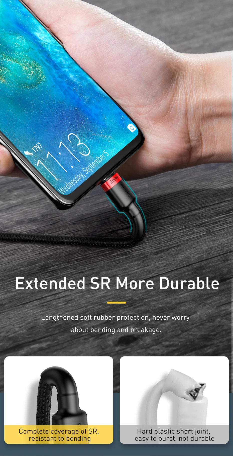 USB Type C naar USB C Kabel voor iPhone 16, 15 - 100W/5A PD Snellader Kabel