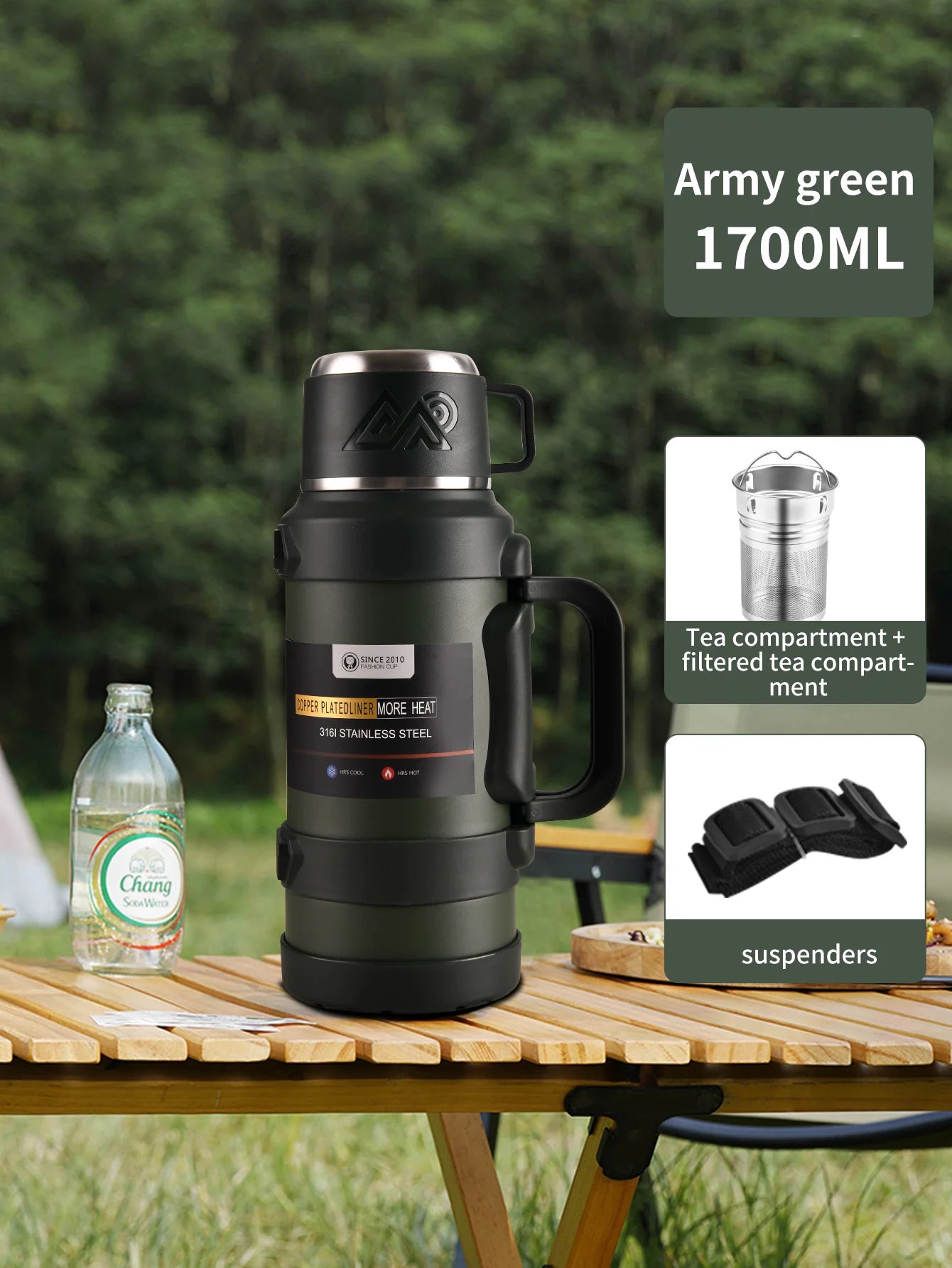 Thermosfles RVS 316 – Grote Capaciteit | Met Theefilter 1.7 liter