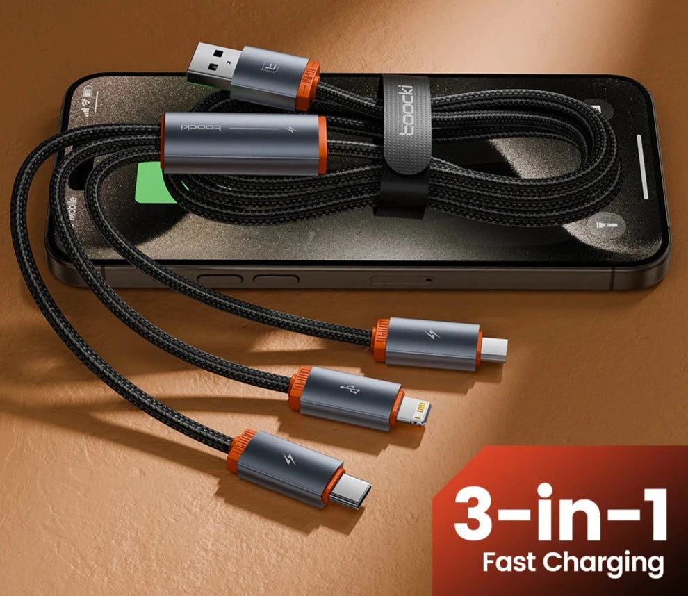 3-in-1 USB Kabel – Multiport Oplader voor iPhone en Android