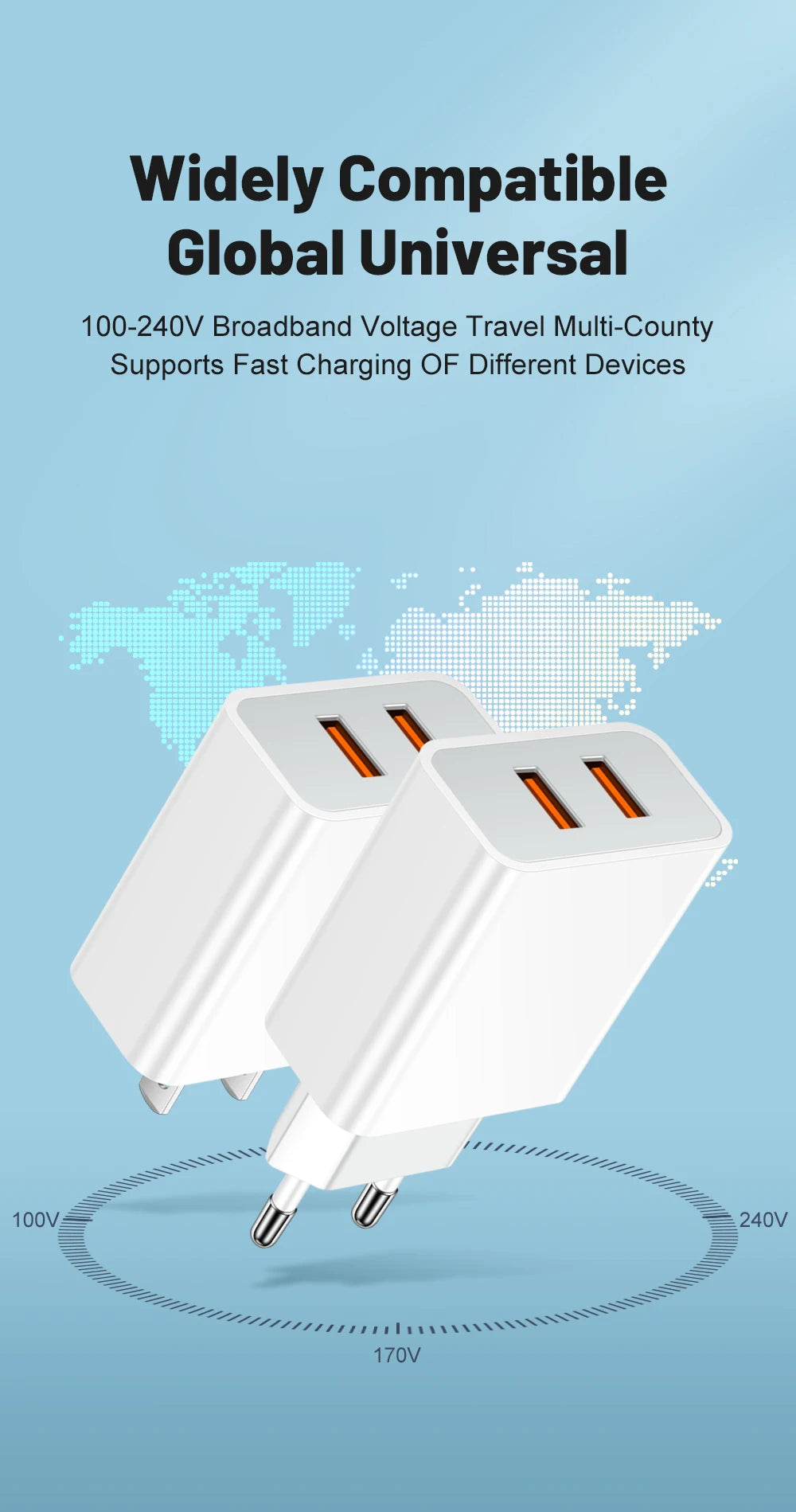 USB Snellader 2Poorten-Fastcharger -2xUSB