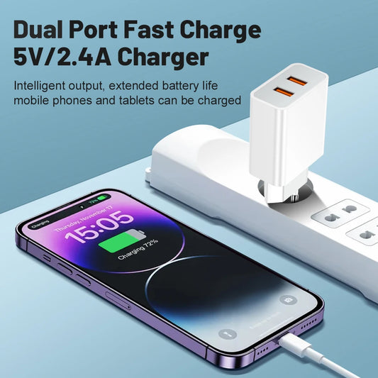 USB Snellader 2Poorten-Fastcharger -2xUSB
