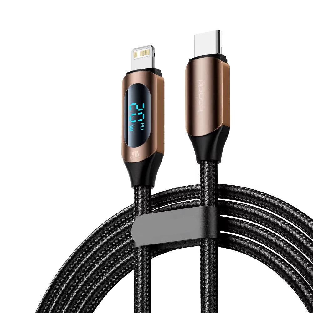 USB-2,4A displaykabel voor iPhone 14, 13, 12 Pro Max, XS, X, 8 Plus bruin
