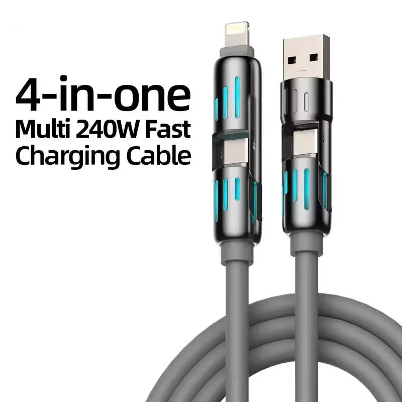 Quad Charge MFISH 4-in-1 siliconen 240W snelle kabel