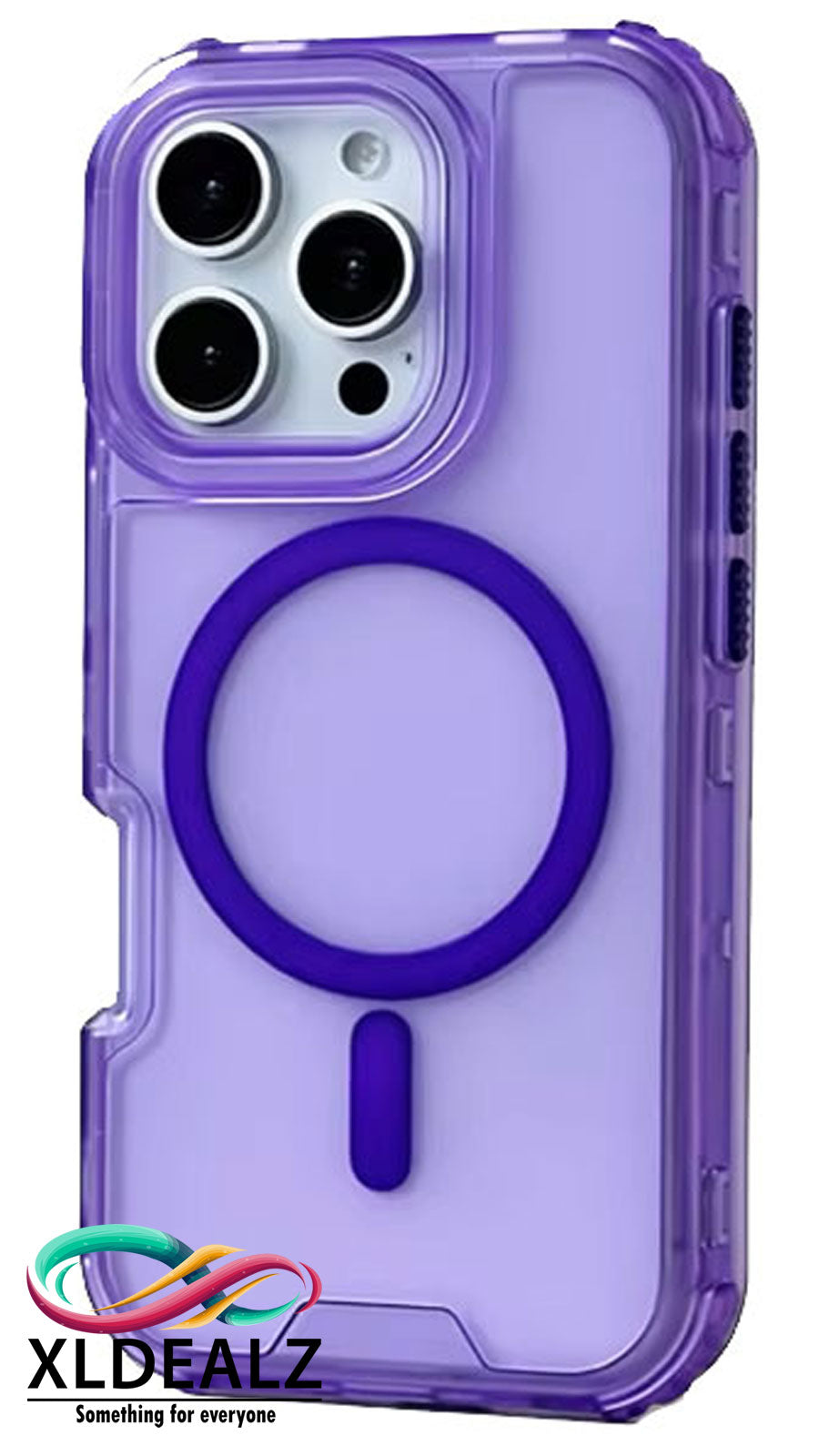 3 IN 1 doorzichtige Mag Safe hoes voor iPhone 16, 15, 14, 13, Pro,Max paars