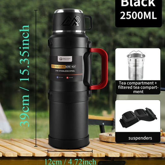 Grote capaciteit thermosfles 2500ml zwart