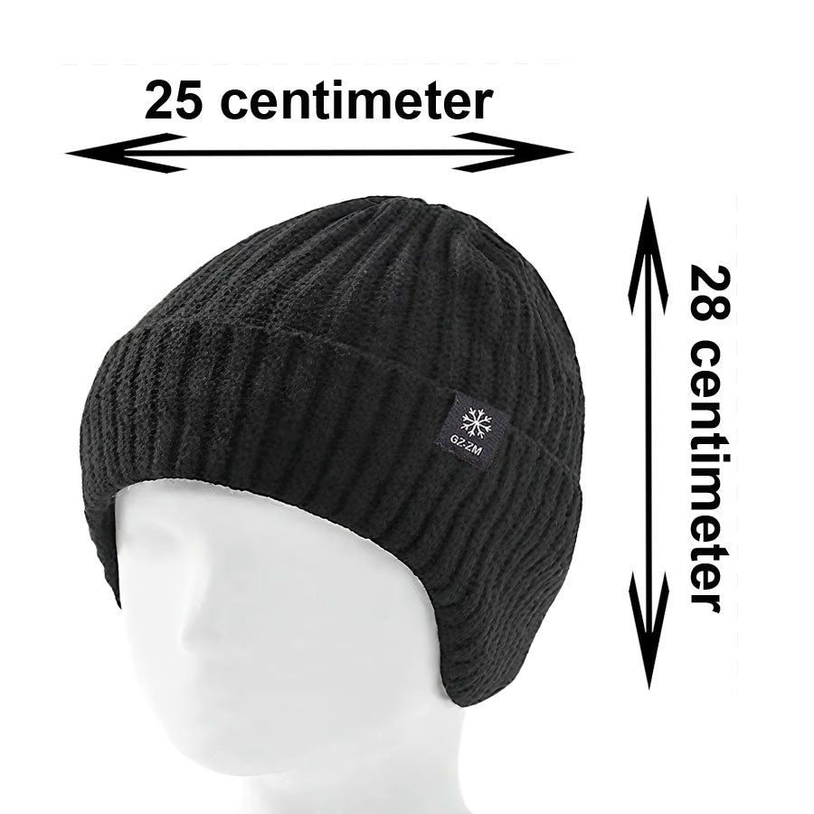 Gevoerde Wintermuts Beanie – Unisex met Oorbescherming_Afmetingen