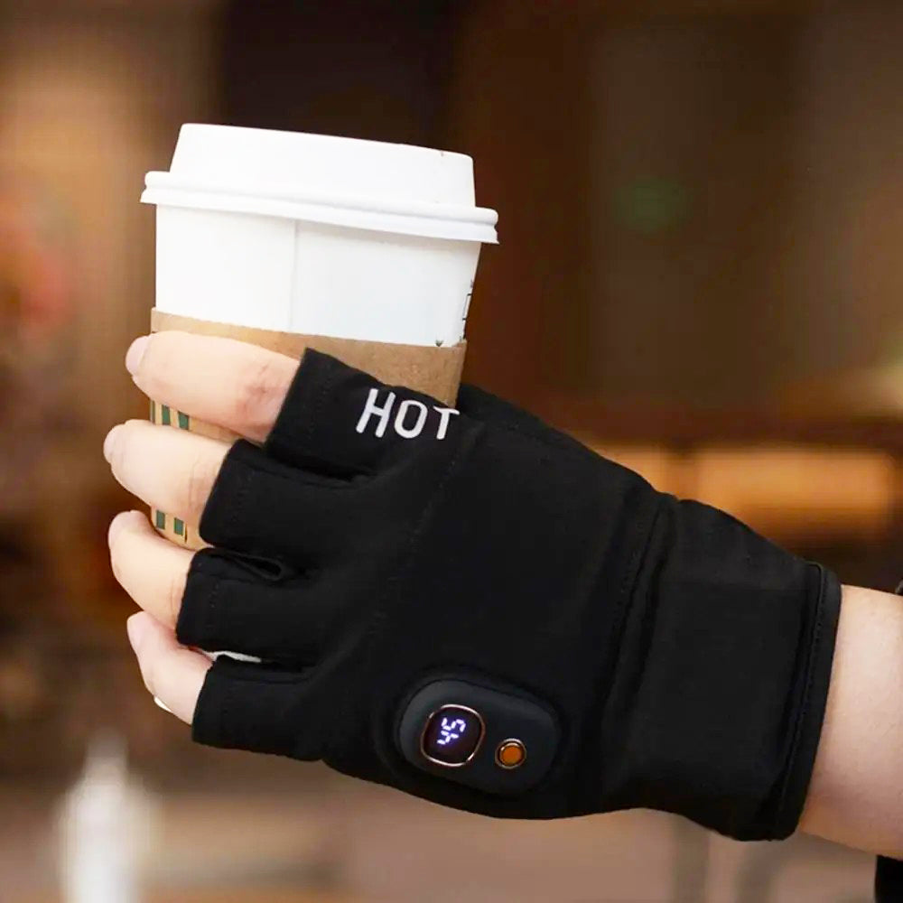 Oplaadbareverwarmdevingerlozehandschoenenmetbatterij