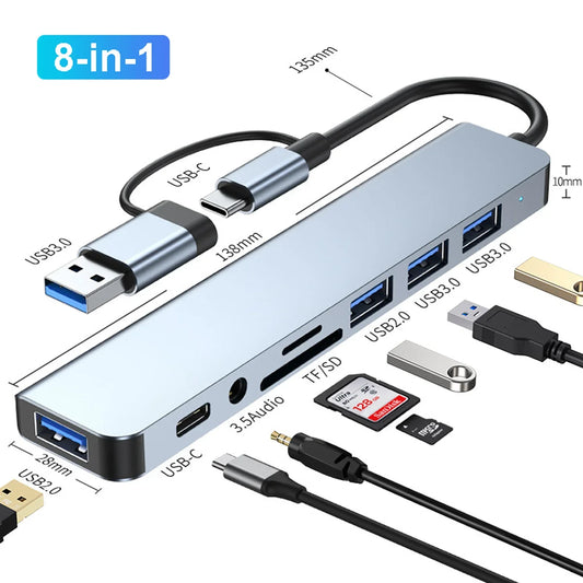 8 In 2 Usb + Type C Hub USB Hub