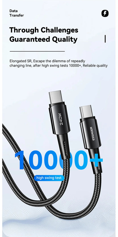 240W Super Fast Charging Kabel Type C naar Type C