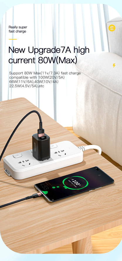 7A USB Type-C Kabel, Brown 7A 100W A To C bruin snelle data kabel