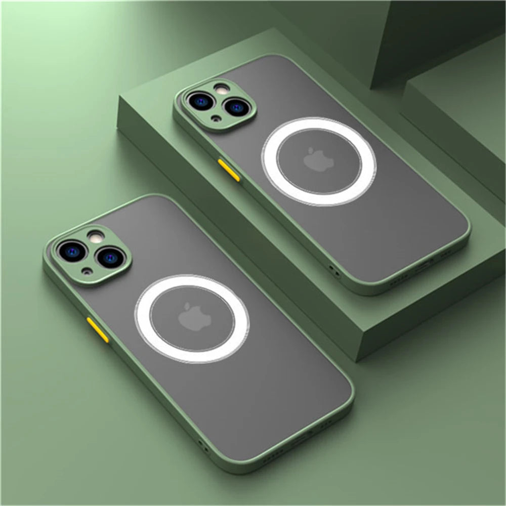 Luxe Matte Magnetische MagSafe Hoes voor Draadloos Opladen voor iPhone 16 15 14 Pro Max Plus.