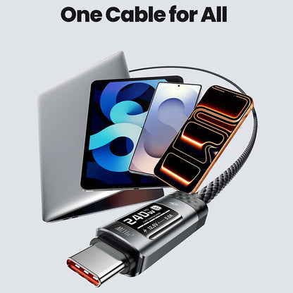 USB-C Kabel 240W met PD & E‑Marker – Razendsnel Snelladen iPhone, Samsung, MacBook