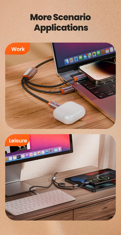 3-in-1 USB Kabel – Multiport Oplader voor iPhone en Android