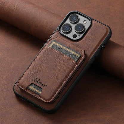 Telefoonhoes van leer met Kaarthouder en Magnetische Pocket.