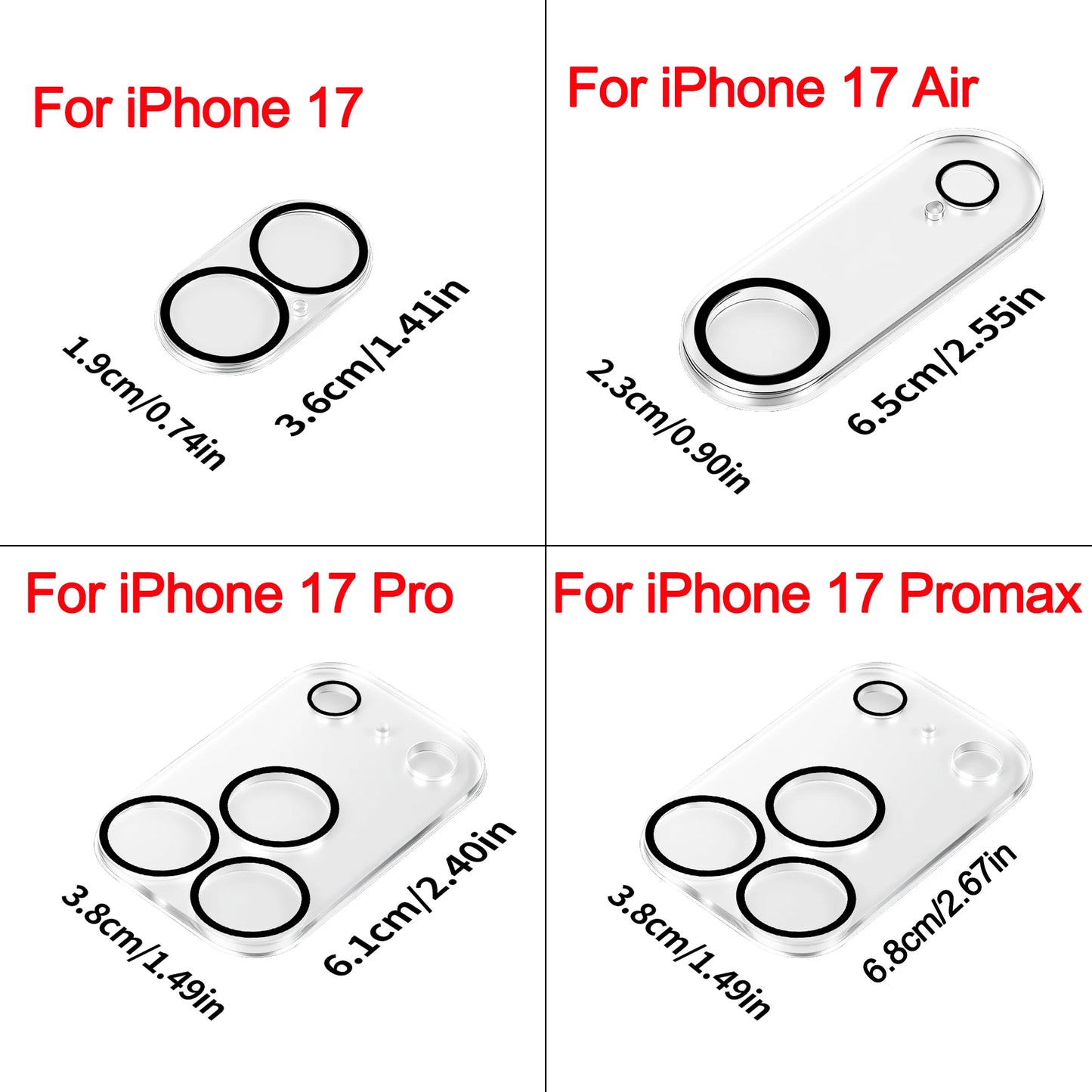 Gehard Glas Camera Lens Protector (Set van 2) voor iPhone 17 Pro Max en iPhone 17 Air.