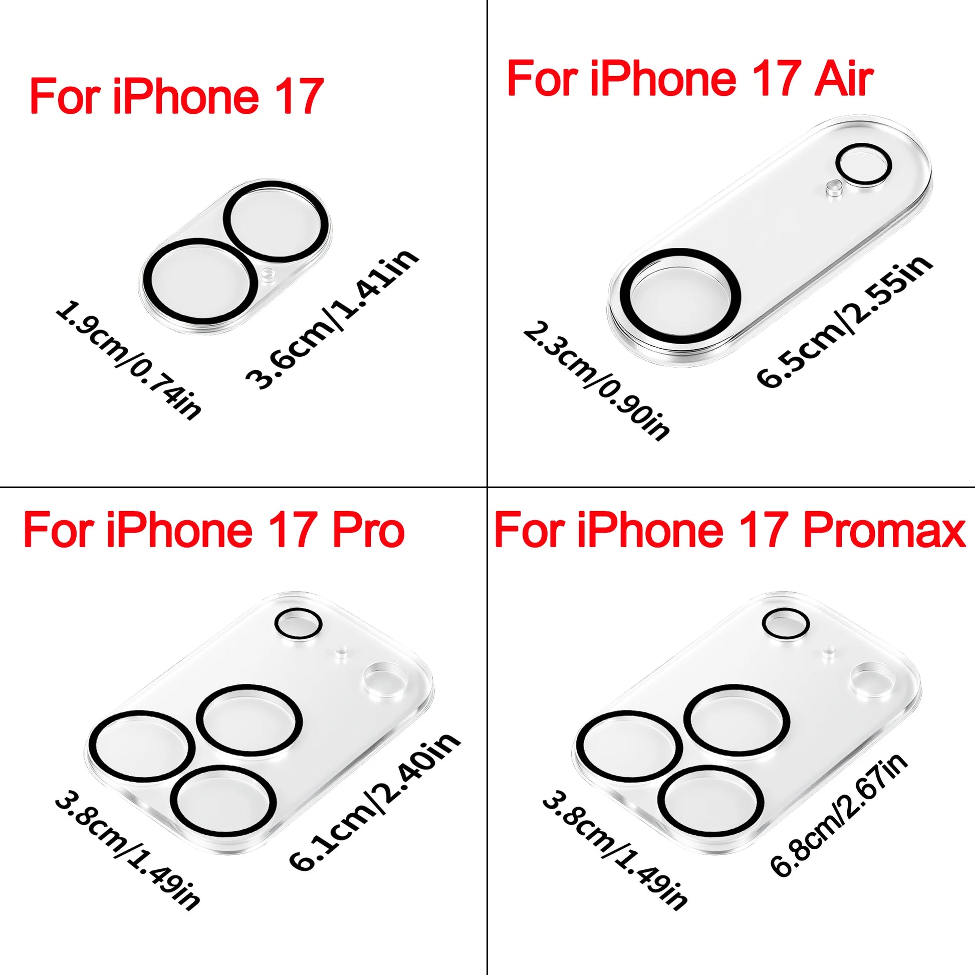 Gehard Glas Camera Lens Protector (Set van 2) voor iPhone 17 Pro Max en iPhone 17 Air.